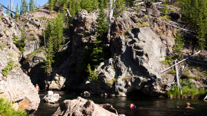 Cliff Jumping at Firehole swimming in Yellowstone National Park