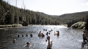 Firehole Falls swimming hole in Yellowstone